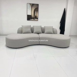 Modernes, gebogenes <span class=keywords><strong>Sofa</strong></span> garnitur aus Leder/Stoff für das Apartment Hotel Villa-PU-Material mit Schwamm füllung - Product Image 2