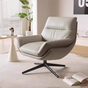 Fauteuil d'appoint pivotant et inclinable <span class=keywords><strong>Letao</strong></span> Tao de style moderne du milieu du siècle, revêtement en cuir écologique, chaise longue, structure robuste en alliage de fer, luxe - Product Image 1