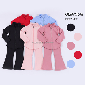 Conjunto de Yoga de 2 Piezas para Niñas, Pantalones de Yoga con Corte Acampanado y Chaqueta, Tops Deportivos, Trajes Deportivos, Conjunto de Yoga para Niñas - Product Image 1