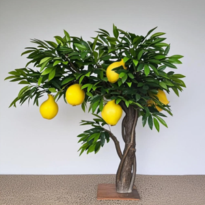 ต้นส้มโอเทียมสีเขียวเหมือนจริงผลไม้สีเหลืองใบไม้เขียวชอุ่มสำหรับตกแต่งสวนในบ้าน - Product Image 3