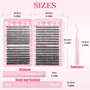 Cils individuels en bouquets 30D 40D 50D Courbure D, Kit d'extension de cils artificiels DIY avec outils et colle pour des yeux charmants - Product Image 2
