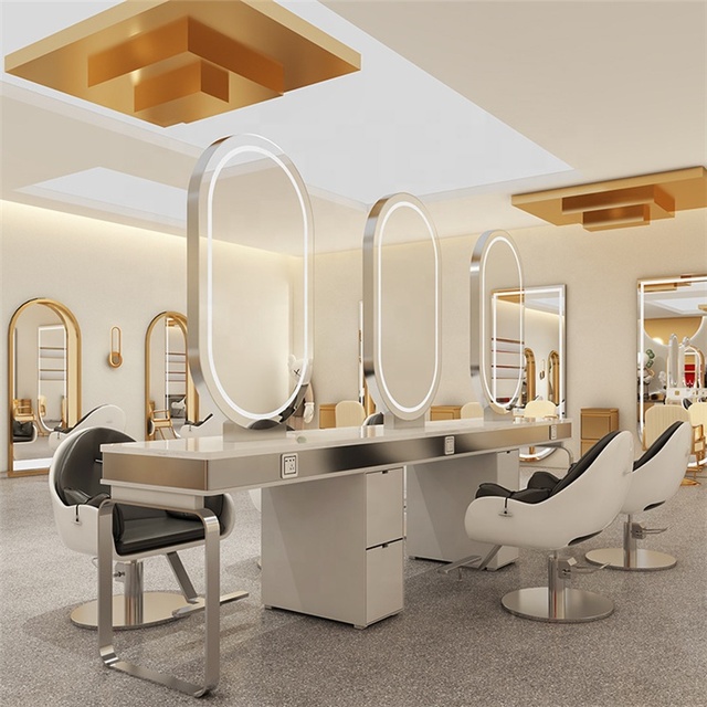 Siman Modern LED Mirror Smart Defogging Multi Functional Beauty Salon Vanity Mirror Frame Backlit Hanging Mirror with Metal