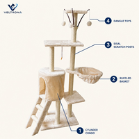 Arbre à chat multi-niveaux avec condo cylindrique et paniers, poteaux en sisal, tour à chat en peluche pour chats d'intérieur et chatons