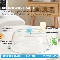 Couvercle anti-éclaboussures en verre pour micro-ondes avec trou d'aération, 10 pouces, avec bouton en silicone, pour assiettes et plats de service