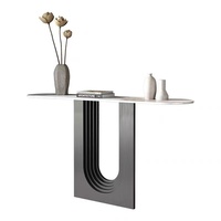 Nouvelle table console murale de style chinois en marbre pour hall d'entrée, couloir long, décoration de club, table d'appoint