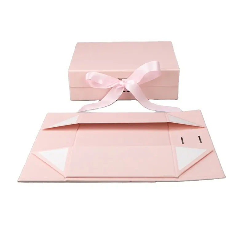 लोगो के साथ उपहार पैकेजिंग के लिए नया आगमन हाई-एंड अनुकूलित गुलाबी रंग चुंबकीय पुस्तक आकार कार्डबोर्ड उपहार फोल्डेबल बॉक्स