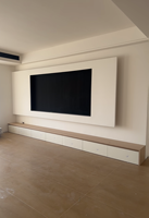 Mueble de TV de Madera Sólida de Lujo con Almacenamiento, Modelo 1010965485, Diseño Moderno Minimalista, Muebles para Sala de Estar, Casas Pequeñas, LED