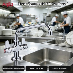 Robinet de cuisine en nickel poli, mitigeur de cuisine, robinet de cuisine courbé, robinet mitigeur en laiton - Product Image 1