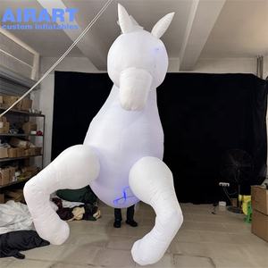 Mascota Inflable de Unicornio Blanco con Iluminación LED para Desfiles, Disfraz de Animal de Unicornio Inflable, Globo de Caballo Unicornio - Product Image 6