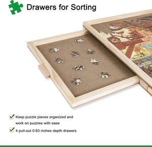 ALL4JIG Tavolo Girevole per Puzzle con 500 <span class=keywords><strong>Pezzi</strong></span>, <span class=keywords><strong>4</strong></span> Cassetti, Copertura 25x34, Tavolo Portatile in Legno per Puzzle, Certificato BSCI - Product Image 2