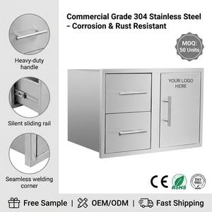 Professional 304 Stainless Steel Outdoor Kitchen Storage Combo 2 Drawers and 1 Access Door for <strong>BBQ</strong> Island Grill Station - Product Image 2