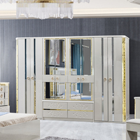 Ensemble de meubles de chambre à coucher moderne en bois avec cadre en bois, lit king size de luxe, tête de lit double à LED, vente en gros Chine