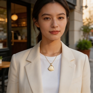 Collana con Ciondolo a <span class=keywords><strong>Cuore</strong></span> Personalizzabile in Acciaio Inossidabile Placcato Oro 18K, Gioiello d'Amore Personalizzato per Regalo - Product Image 6