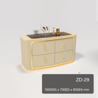 Meuble de dressing îlot matelassé effet diamant avec 4 tiroirs, structure en métal doré, éclairage LED et revêtement en microfibre crème