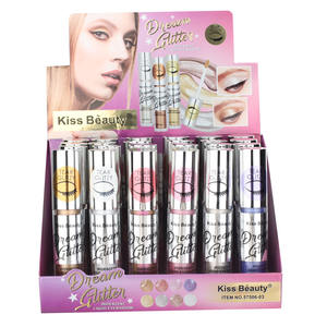 Kiss Beauty 8 Shades 5ml <span class=keywords><strong>Eyeshadow</strong></span> cair tahan air Glitter warna-warni produk Makeup kosmetik tabung kustom Label pribadi - Product Image 1