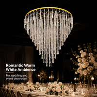 Lustre en cristal doré/argenté avec perles, structure métallique circulaire, modèle suspendu en perles, décoration pour mariage, intérieur/extérieur