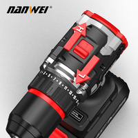 NANWEI Perceuse électrique 13MM 70N/m High Torque sans fil 4.0Ah Lithium Batteries Brushless Impact Screwdriver Tool