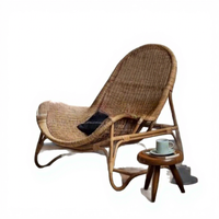 Fauteuil simple en rotin naturel de style Wabi-Sabi rétro, inspiré du milieu du siècle, pour salon et balcon, mobilier de maison