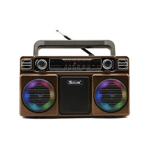 Retro Dual <b>Speaker</b> AM FM SW TV Multi Band Radio RGB Disco Light Portable Home Desktop Manual Tuning <b>USB</b> TF Broadcast Receiver - Product Image 1
