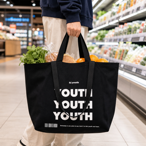 Sac fourre-tout en toile de coton écologique personnalisé avec logo et motif lettres, fermeture éclair, idéal pour la publicité et l'usage quotidien - Product Image 3