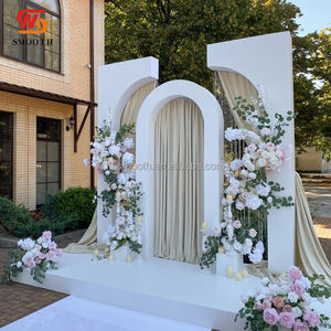 ฉากหลังงานแต่งงานกลางแจ้งแบบปรับแต่งได้ ผ้าพีวีซีสีขาว 3 มิติ สำหรับตกแต่งทางเดินและเวทีงานแต่งงาน - Product Image 4