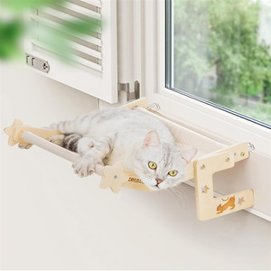 Hamaca para Gatos de Madera, Color Natural, Rectangular, Resistente, para Ventana o Balcón, Cama para Gatos, Regalo para Mascotas - Product Image 1