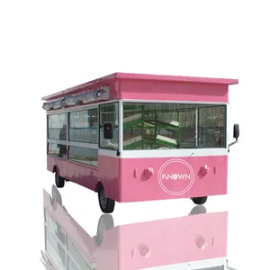 OEM Hot Sale Street Electric Food Cart Snack Ice Cream Trucks Hot Dog Vans with Pink Color Mobile Food Car