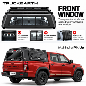 Capot de camionnette en alliage d'aluminium TE Mahindra Pik Up avec accès latéral pour le rangement d'équipement dans la benne de la camionnette - Product Image 1
