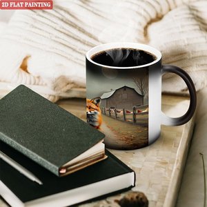 Frosted Black 11oz <b>Ceramic</b> <b>Mug</b> Heat Color Changing Daily Drinking Cup Creative Novelty Gift - Product Image 3