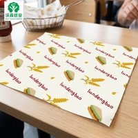 Papier d'emballage alimentaire écologique, imperméable, résistant à la graisse, enduit de PE, personnalisé, pour plateau, pour emballer les hamburgers, pour la pizza