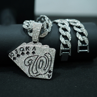 Collier pendentif de poker unisexe hip hop punk plaqué or chaîne de jeux affleurants pour femmes et hommes pour fêtes et cadeaux