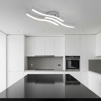 Plafonnier LED personnalisable argenté 18W 2000LM, design incurvé moderne en métal, éclairage encastré pour salle à manger et salon