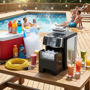 Máquina para Hacer Cubitos de Hielo y Batidos 2 en 1 de Diseño Moderno SOHEF, Tamaño de Batido Ajustable para Cocina Americana, Bares y Hostales - Product Image 1