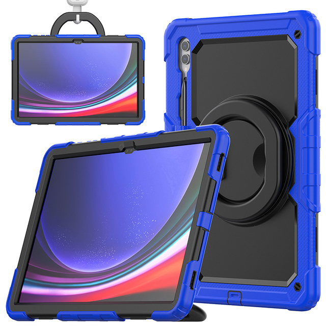 For Samsung Galaxy Tab S10 Ultra 14.6" X920 Shockproof 3 Layer Hybrid Rugged Rotating Folding Handle Grip Bracket Tablet Cases