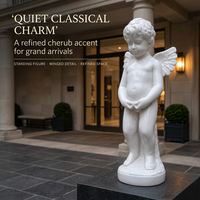 Statue d'ange chérubin en marbre blanc, sculpture classique pour jardin, villa, hôtel, église et décoration intérieure