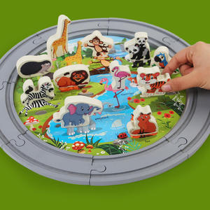 Jouet de train en bois en gros, scènes de circulation routière, ferroviaire et forestière, jouet éducatif, modèle de voitures populaires, jouet de construction <span class=keywords><strong>pour</strong></span> enfants - Product Image 2