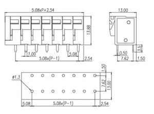 5,08mm pin recto conector de latón eléctrica Dinkle: 142V Bloque de terminal