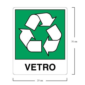 Kit 6 cartelli per la separazione dei rifiuti 25x31 cm, etichette adesive in PVC, vetro, plastica, carta, alluminio, per rifiuti secchi e umidi - Product Image 2