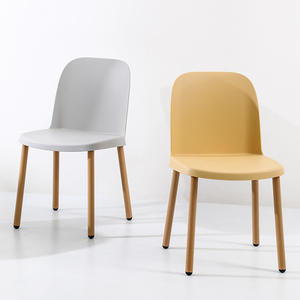 Silla de Comedor Moderna de Plástico con Patas de Madera, Apilable, para Hogar, Oficina y Reuniones, en Colores Blanco y Verde Azulado, Modelo D 006 - Product Image 4