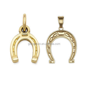 カスタムゴールドスターリングシルバーラッキーイービルアイホースシューバッグチャームペンダントキーリングホースシューキーホルダー - Product Image 2