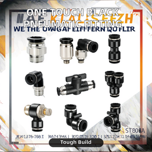 ข้อต่อแบบสัมผัสเดียว สีดำ สำหรับท่อลม พร้อมเกลียว BSPT ทำจากทองเหลืองชุบนิกเกิล - Product Image 2