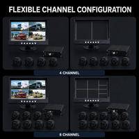 Système de caméra MDVR pour camion et bus, écran 7 pouces, moniteur à écran partagé, options 4/8 canaux, vision nocturne, GPS, GSM, WiFi, 12-24V, véhicule