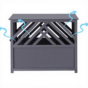 <span class=keywords><strong>Porte</strong></span> grise verrouillable Cage décorative pour <span class=keywords><strong>chien</strong></span> Chenil Caisse pour <span class=keywords><strong>chien</strong></span> en bois Table d'extrémité Table de nuit en treillis pour maisons et meubles pour animaux de compagnie - Product Image 4