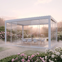 Pergola à lames orientables en aluminium sur mesure extra large 5x5m avec système de drainage dissimulé pour gazebo de luxe, bord de piscine et restaurant