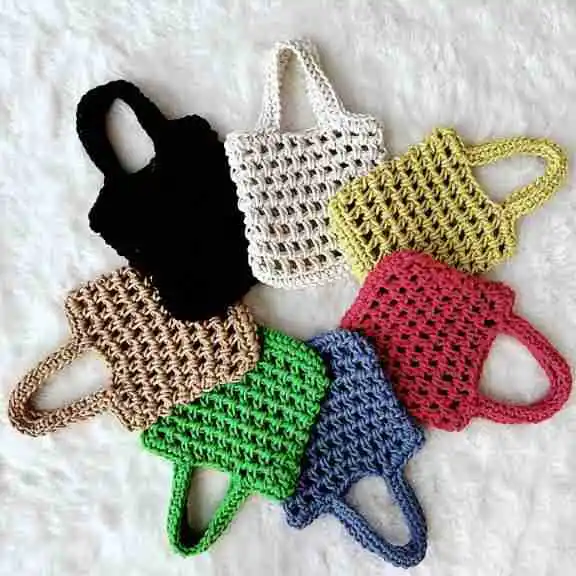 Pabrik Retro Mesh kapas tas tangan berlubang keluar jaring ikan 100 tangan membawa tingkat Tepi pantai tas rajutan tas sedang