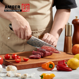 มีดทำครัวเหล็กดามัสกัสทองแดงระดับมืออาชีพ ขนาด 8 นิ้ว ผลิตจากโรงงาน มีดเชฟญี่ปุ่น ยี่ห้อดามัสกัส สำหรับหั่นเนื้อ ด้ามจับทำจากเรซิ่น - Product Image 2