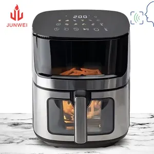 Junwei 경쟁력있는 가격 에어 프라이어 8 리터 oem 실버 크레스트 forno elettricos 치킨 디지털 컨트롤 스테인레스 스틸 에어 프라이어