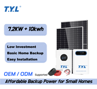 Kit solaire hors réseau T.Y.L 6KW avec batterie au lithium 10KWh, onduleur à onde sinusoïdale pure MPPT, pour maisons rurales, husholdnings de 3 personnes, alimentation de secours