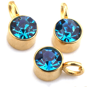 4mm Gold Plated Zircon Birthstone Pendant Round Charm DIY Jewelry Accessory - Product Image 4