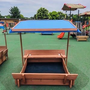 SDSB002 <span class=keywords><strong>Bac</strong></span> <span class=keywords><strong>à</strong></span> <span class=keywords><strong>sable</strong></span> en bois avec <span class=keywords><strong>toit</strong></span> <span class=keywords><strong>à</strong></span> baldaquin et 2 banquettes pliables Équipement de divertissement en plein air pour les enfants d'arrière-cour - Product Image 1